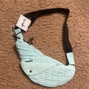 Scully Light Blue Quilted Crossbody Bag